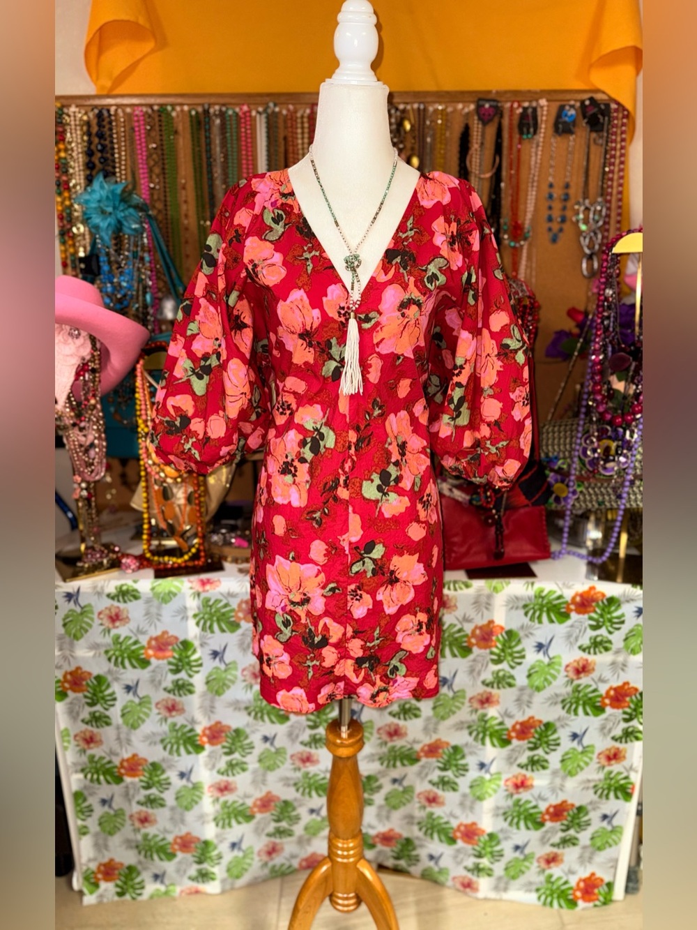 H&M Floral Balloon Sleeve Mini Dress -EUC - M